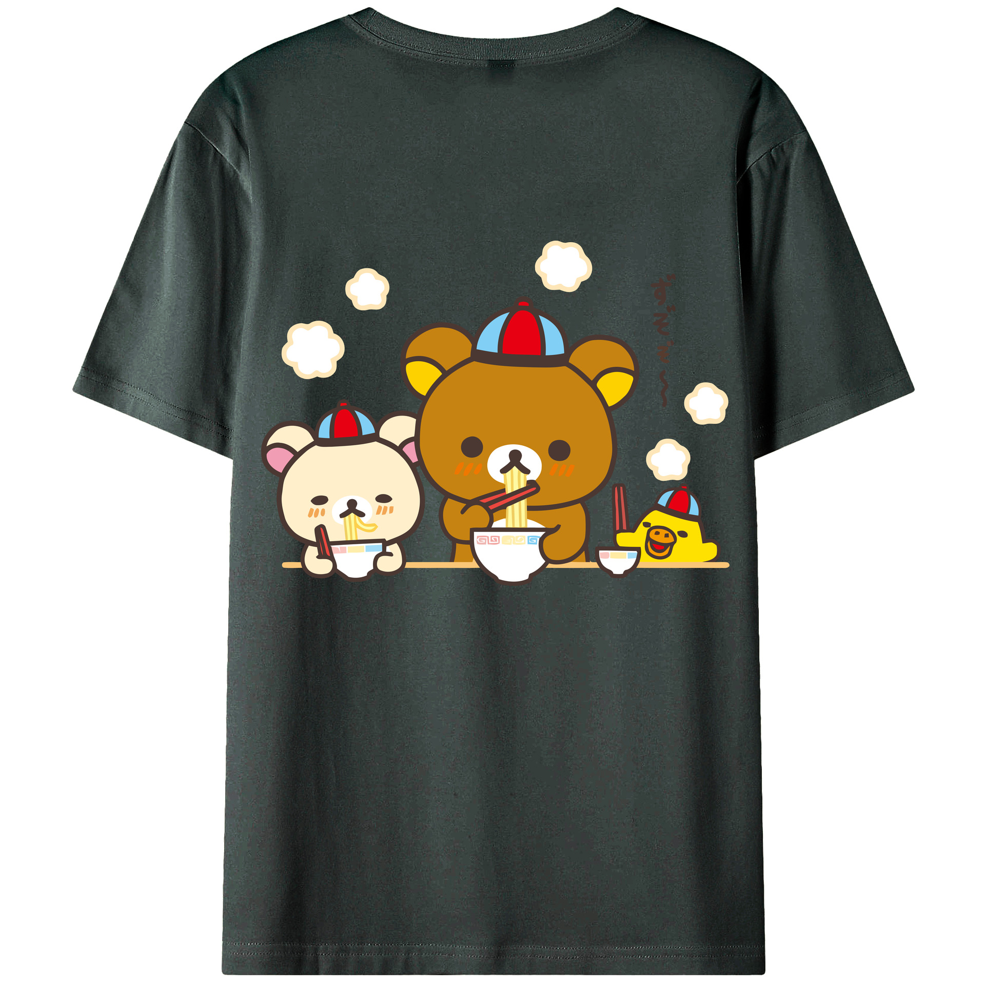 （画像用） リラックマ リラックマ キイロイトリ Rilakkuma Korilakkuma Kiiroitori 綿100％ メンズ半袖Tシャツ（バックプリント） 通気性